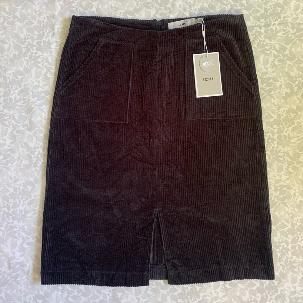 NWT Ichi Cordy Total Eclipse Navy Skirt